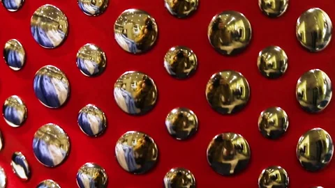 Stylish red background with geometric mirror shapes in the interior Stock Footage 304291456