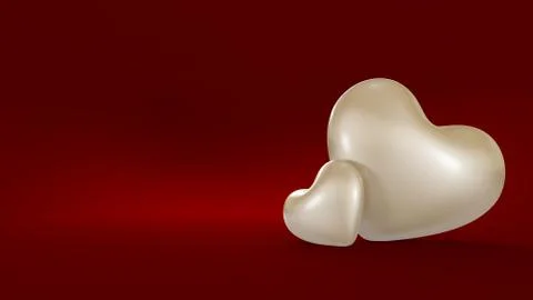The stylish red background with two hearts white Stock Illustration