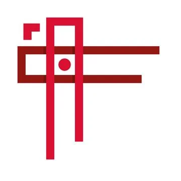 Stylish red geometric monogram logo design on white Stockillustratie