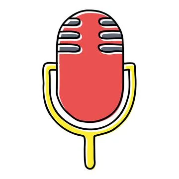Stylish red microphone hand drawn Stock Illustration