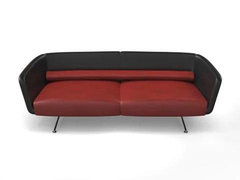 Stylish red modern sofa - 3D Illustration - top view Stock Illustration