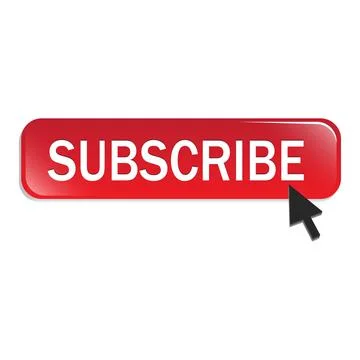 Stylish red subscribe button with black cursor and white text effect on a whi Stock Illustration