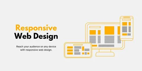 Stylish Responsive Web Design Banner on Light Background Stock Illustration