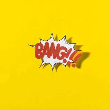 Stylish retro comic speech bubble with text bang yellow background stylish... Stock Photos