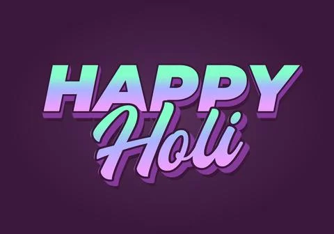 Stylish retro text graphic saying happy holi in teal to purple gradient wit.. Stock-Illustration