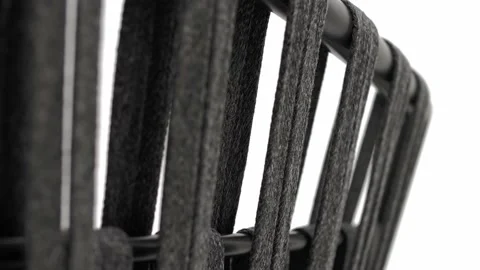 Stylish rope weave design sofa armrest. Close-up. White background Stock Footage 220218426