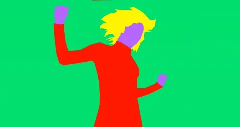 Stylish rotoscoping animation.Dancing positive Girl. Active emotional minimalist Stock Footage