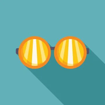 Stylish round sunglasses with orange frames and yellow lenses, creating a vib Stock Illustration