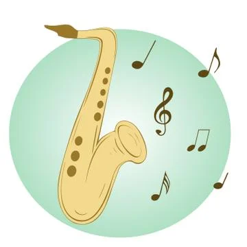 Stylish saxophone on  blue background Stock Illustration