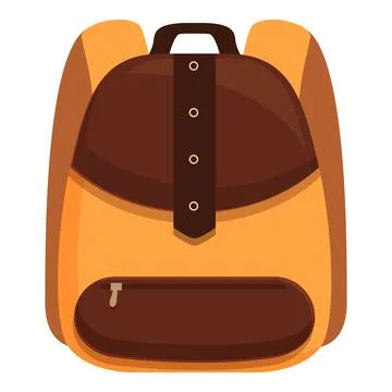 Stylish school backpack featuring brown leather accents and gold zipper closure Stock Illustration