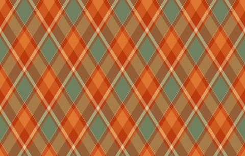 A stylish seamless argyle pattern featuring a warm autumn color palette of or Stock Illustration