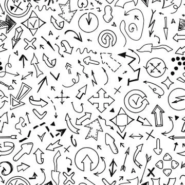 Stylish seamless arrow pattern - doodle style, hand drawn design. Vector イラスト素材