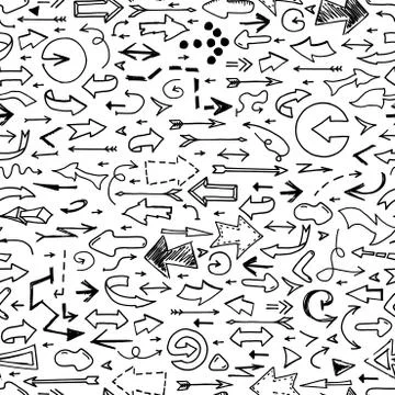 Stylish seamless arrow pattern - doodle style, hand drawn design. Vector イラスト素材