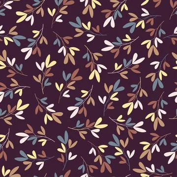 Stylish seamless floral ditsy pattern design of abstract branches of leaves. Illustrazione stock