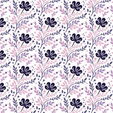 Stylish seamless flower pattern with artistic botanical textures Stock Illustration