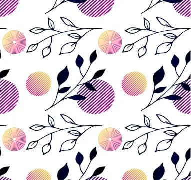 Stylish seamless gradient pattern. Botany style - beautiful branches with lea Stock Illustration