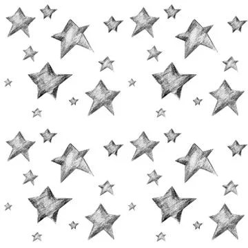 A stylish seamless pattern with black and white stars Stock Illustration