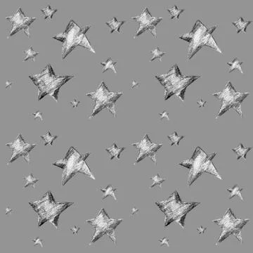 A stylish seamless pattern with black and white stars Stock Illustration