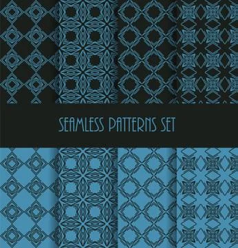 Stylish seamless pattern set. Decorative line tile backgrounds Stock Illustration