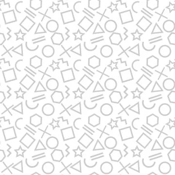 Stylish seamless pattern of simple grey geometric shapes on white background Stock Illustration