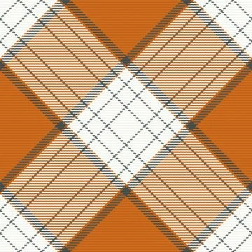 A stylish seamless plaid pattern in warm orange, white, and dark grey. This m Stock Illustration
