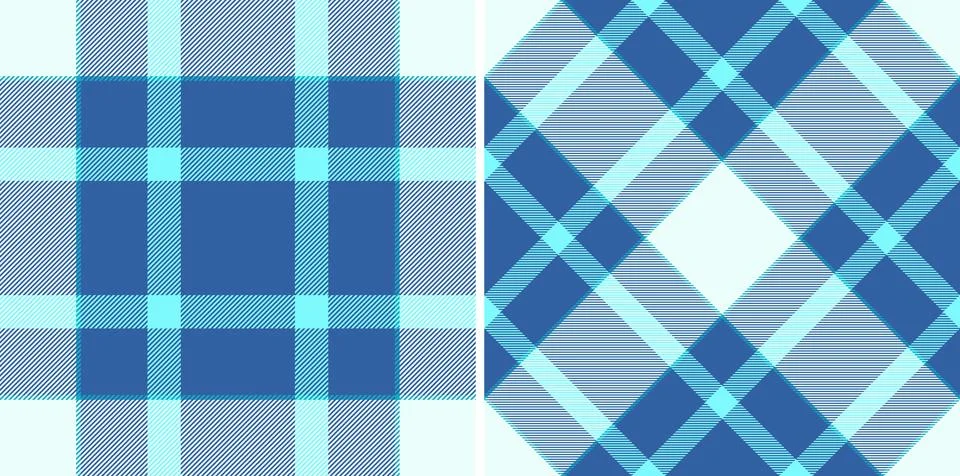 Stylish seamless plaid patterns in blue hues. Versatile for backgrounds, text Stock Illustration