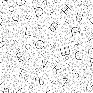 Stylish seamless vector alphabet pattern. Fashion white repeatable background Illustrazione stock