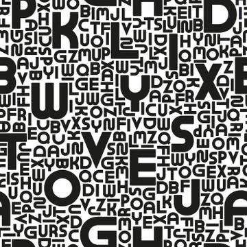Stylish seamless vector alphabet pattern. Fashion repeatable black and white イラスト素材