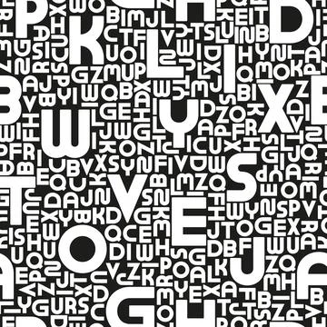 Stylish seamless vector alphabet pattern. Fashion repeatable black and white 库存插图