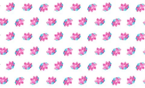 Stylish seamless vector background. Holiday gifts with pink ribbon. .Pattern Stock Illustration