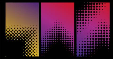 Stylish set of halftone banners vector illustration Stock Illustration