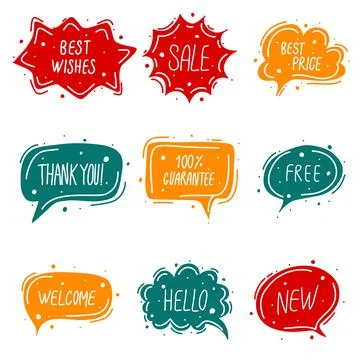Stylish set of speech bubbles Stock Illustration