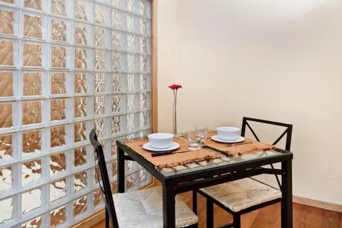 Stylish set table at a dining room Stock Photos