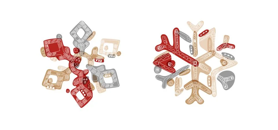 Stylish shaded snowflake with transparent elements isolated on white backgrou Stock Illustration