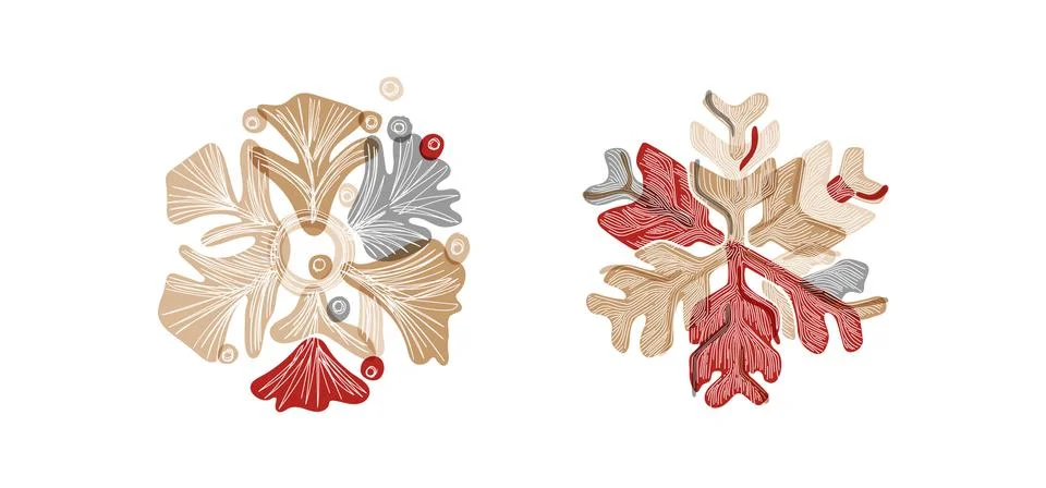 Stylish shaded snowflake with transparent elements isolated on white backgrou Stock Illustration