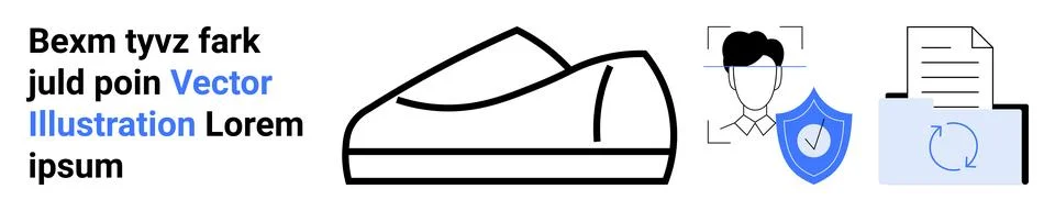 Stylish Shoe, Secure Profile, Efficient Document Management Feature Vectors Stockillustratie