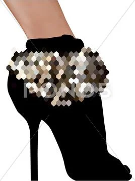 Stylish silhouette woman shoes high heels Stock Illustration