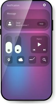 Stylish Smartphone Interface With Gradient Background And Interactive Widgets Stock Illustration