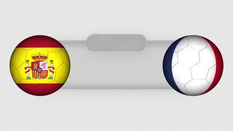 Stylish soccer match panel animation showing Spain versus France Stock-Footage 335114945