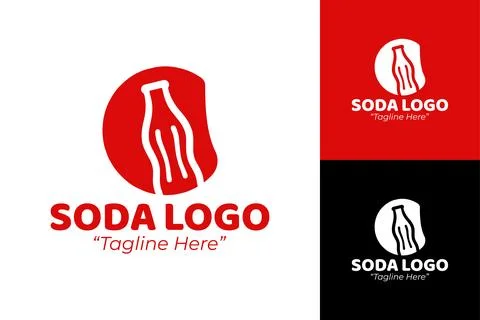 Stylish Soda Packaging Logo with Red Bottle and Wave Elements Illustrazione stock