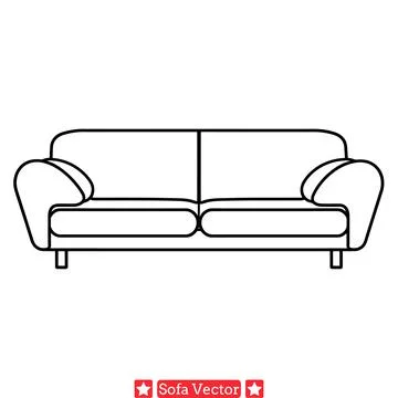 Stylish Sofa Outline Vector Set   Fashionable Furniture Silhouettes for Tre.. Stock Illustration