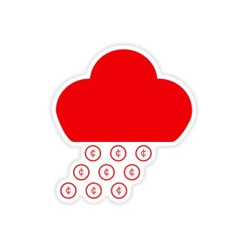 Stylish sticker on paper rain cloud coins Stock Illustration