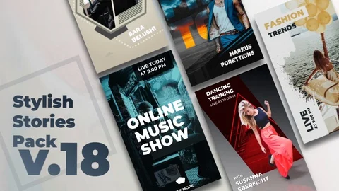 Stylish Stories Pack v.18 After Effects stock
