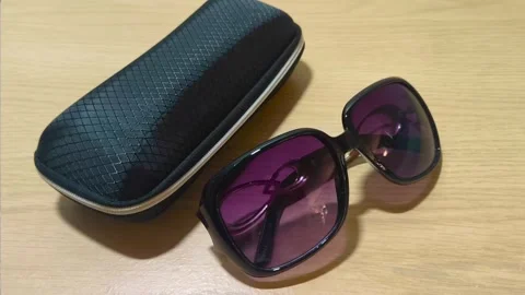 Stylish sunglasses with protective case ready for outdoor adventures and sun 動画素材 318610854
