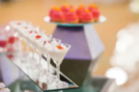 Stylish sweet candy buffe set at the wedding ceremony confectionery out of fo Stock Photos