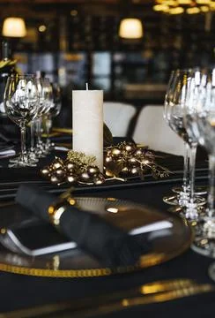 Stylish tableware on the restaurant. Stock Photos