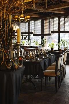 Stylish tableware on the restaurant. Stock Photos