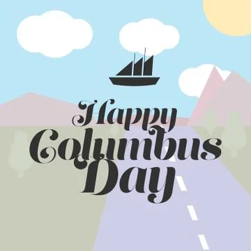 Stylish text Columbus Day Stock Illustration