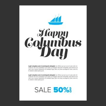Stylish text Columbus Day Stock Illustration