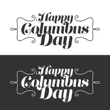 Stylish text Columbus Day Stock Illustration